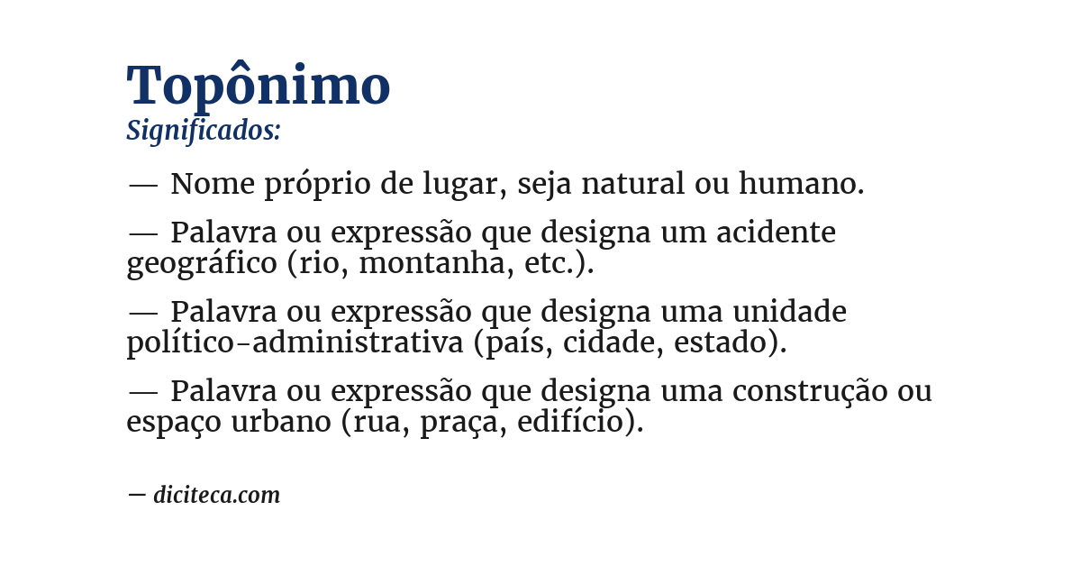Significado de topônimo