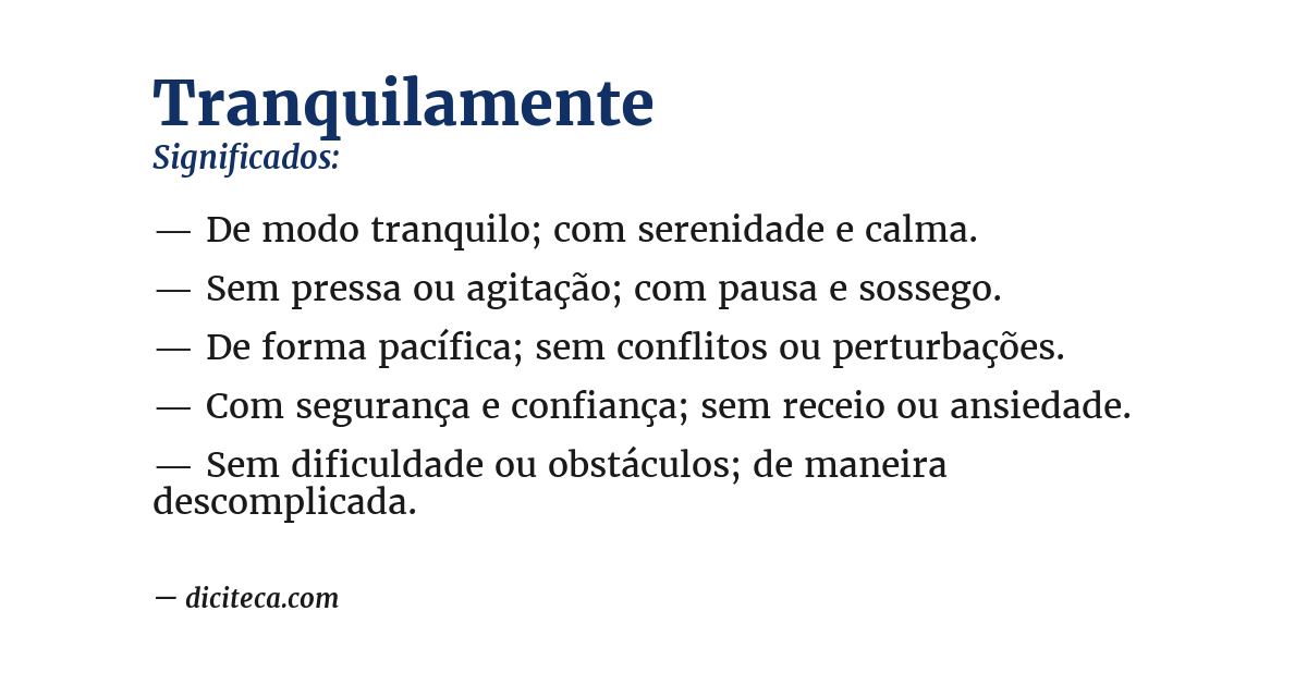 Significado de tranquilamente