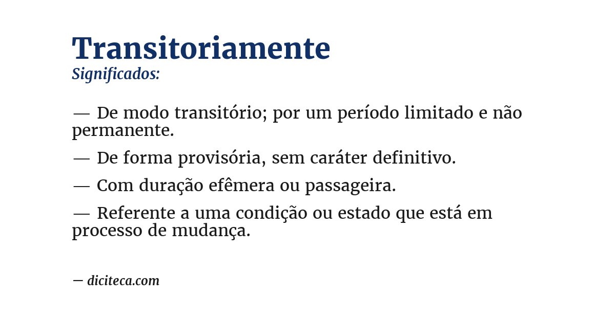 Significado de transitoriamente