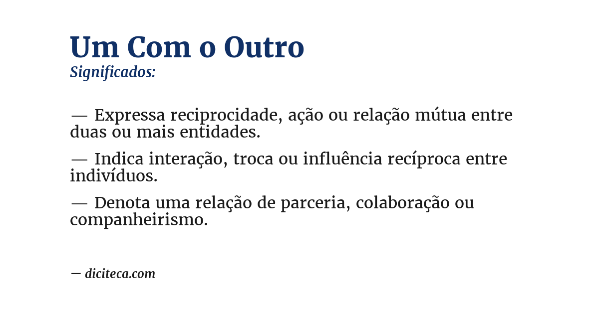 Significado de um com o outro