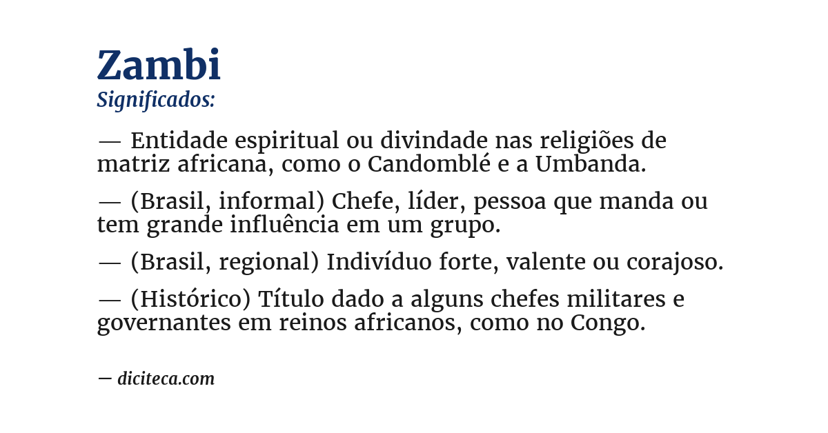Significado de zambi