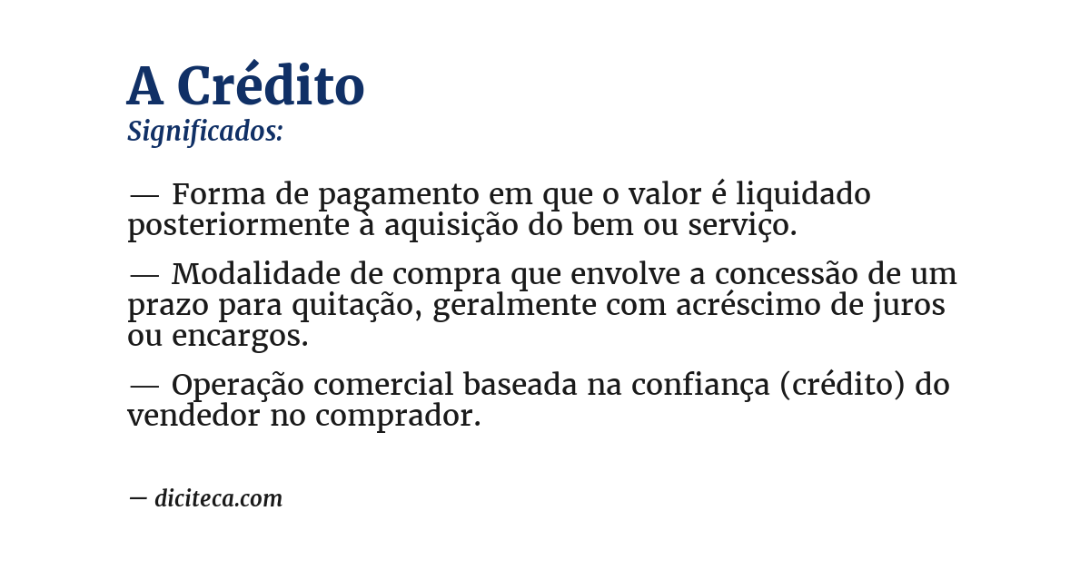 Significado de a crédito