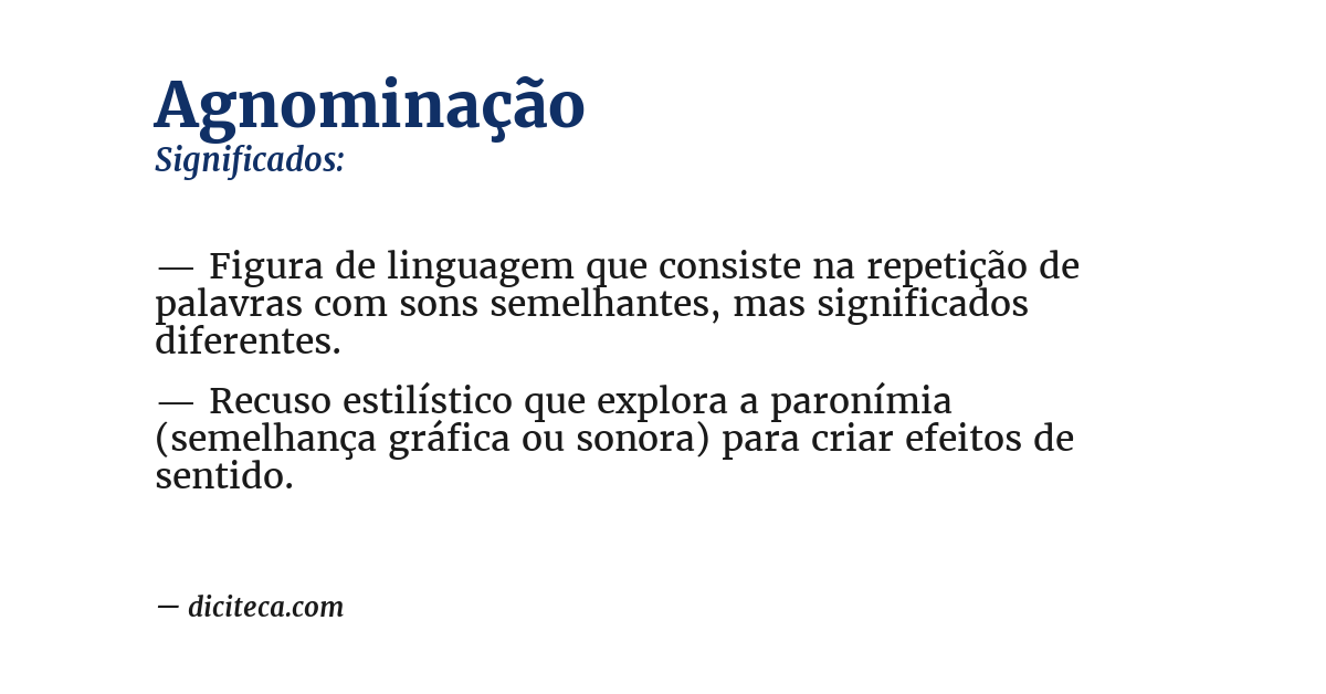 Significado de agnominação