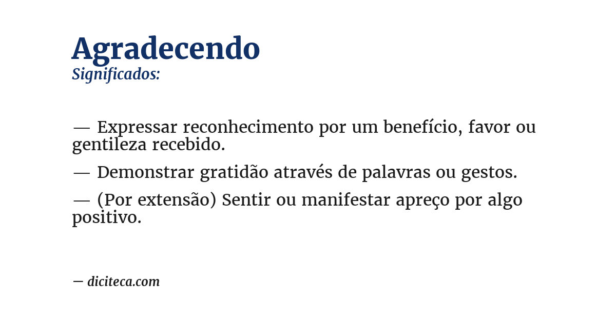 Significado de agradecendo