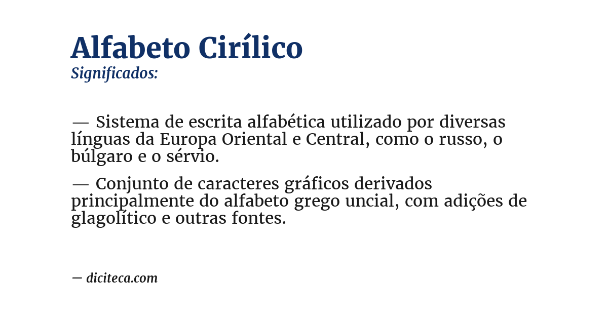 Significado de alfabeto cirílico