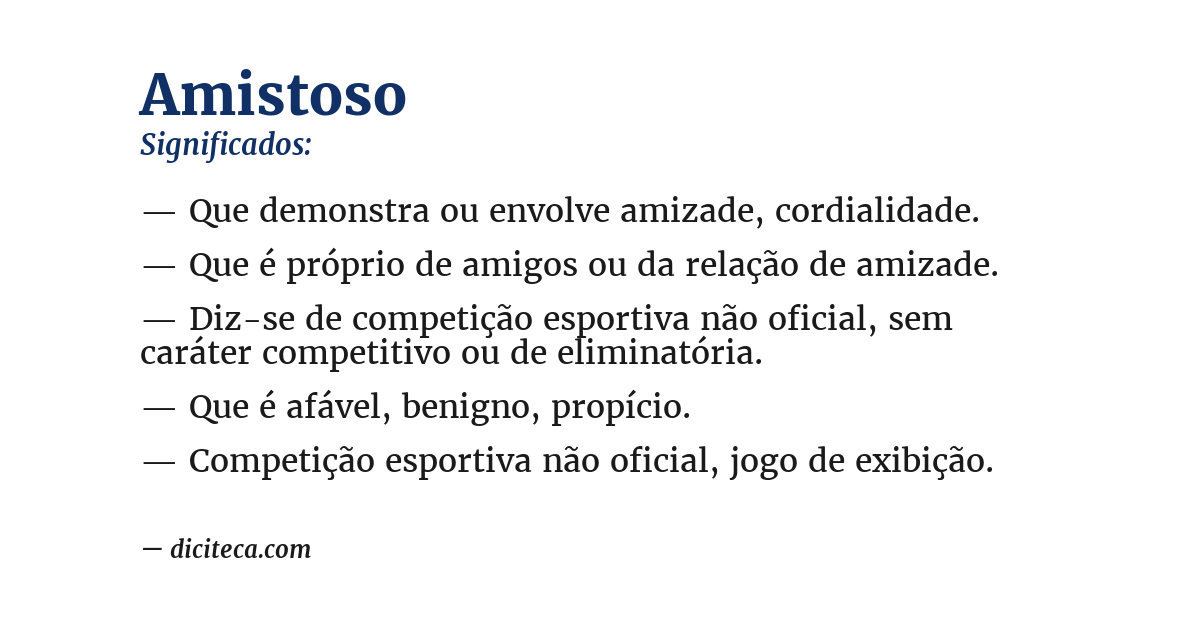 Significado de amistoso