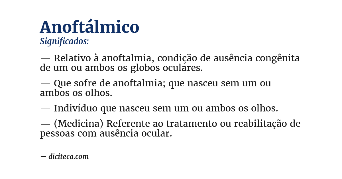 Significado de anoftálmico