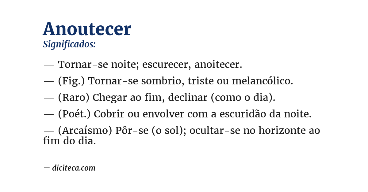 Significado de anoutecer