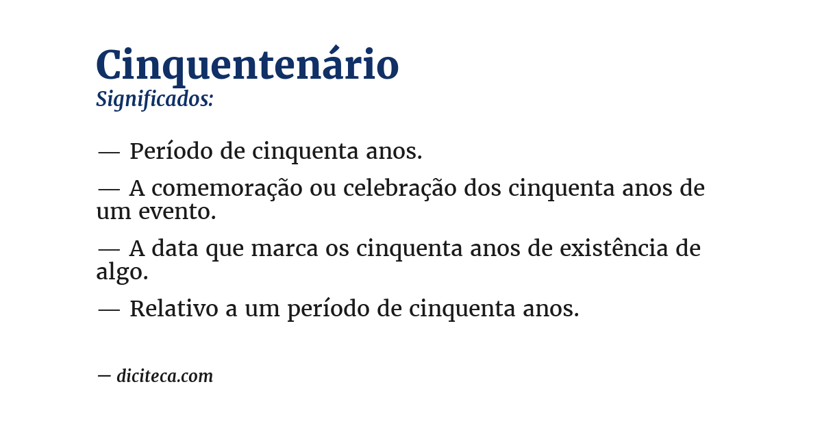 Significado de cinquentenário