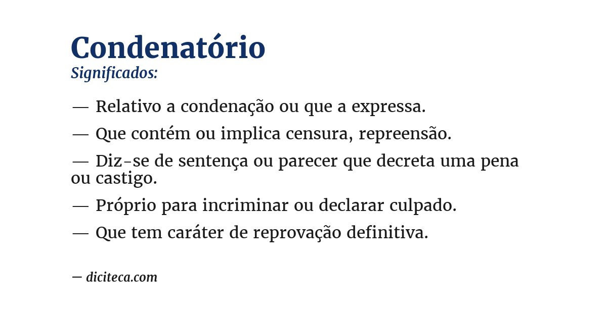 Significado de condenatório