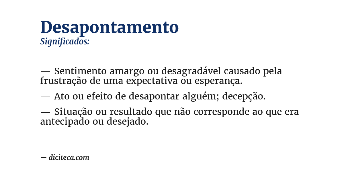 Significado de desapontamento