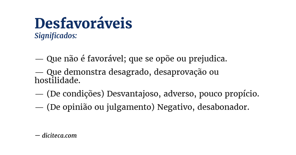 Significado de desfavoráveis