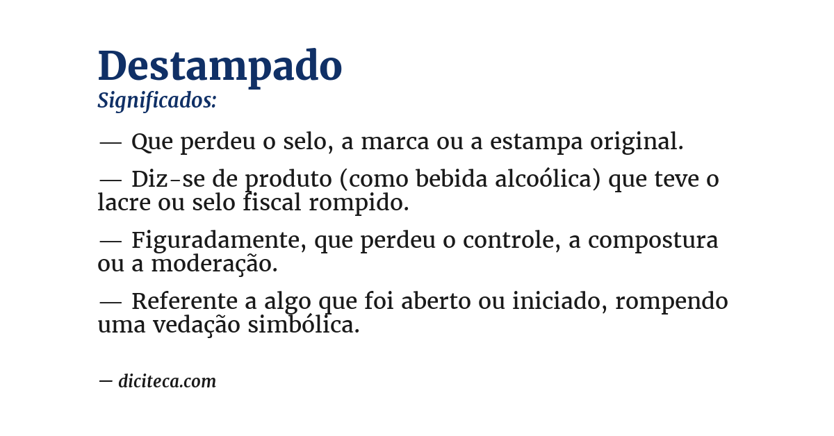 Significado de destampado
