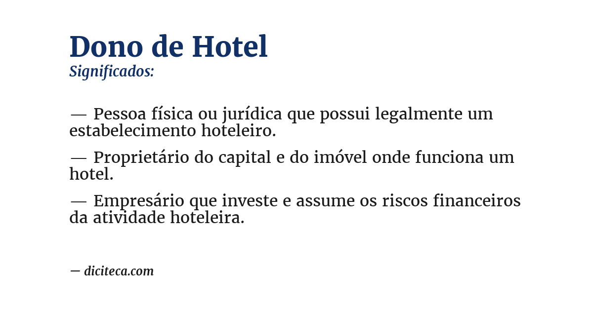 Significado de dono de hotel