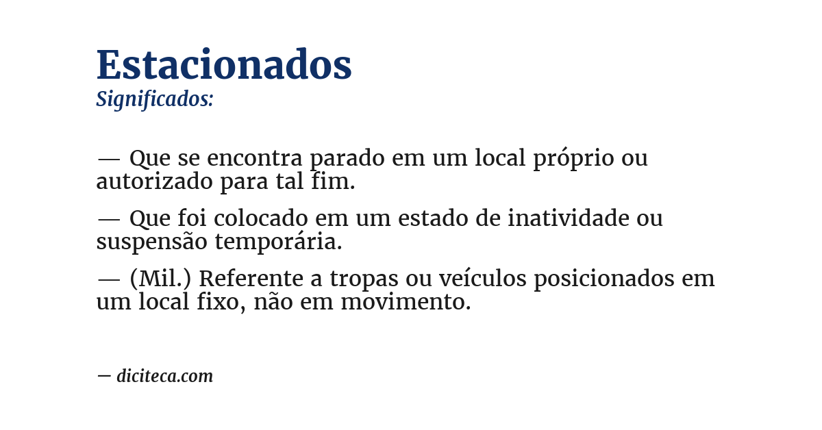 Significado de estacionados