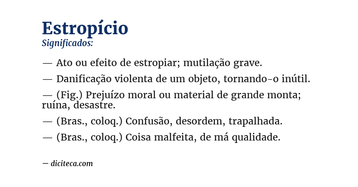 Significado de estropício