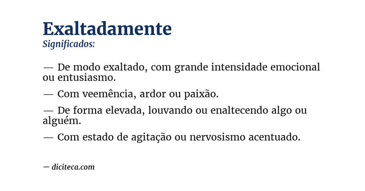 Significado de exaltadamente
