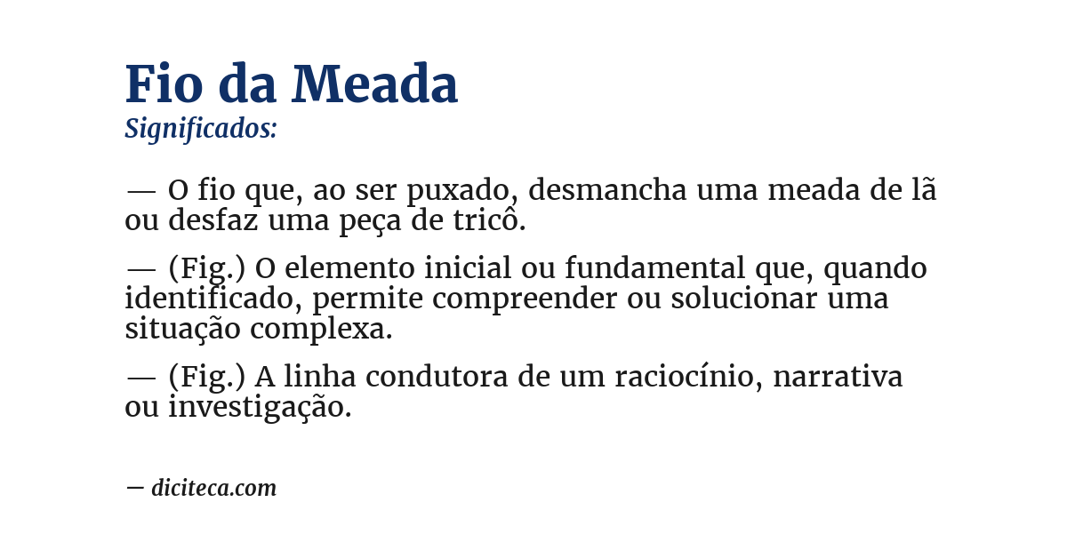 Significado de fio da meada