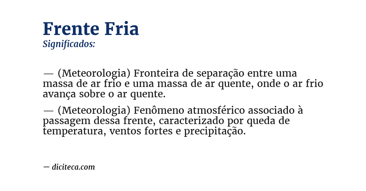Significado de frente fria