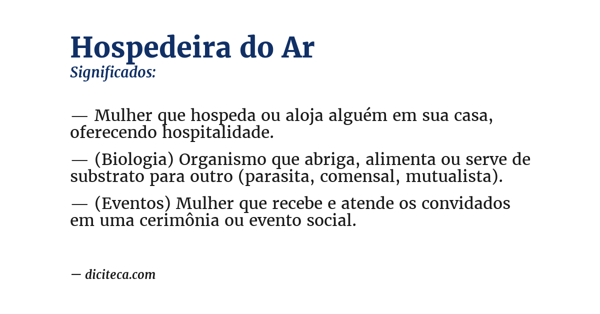Significado de hospedeira do ar