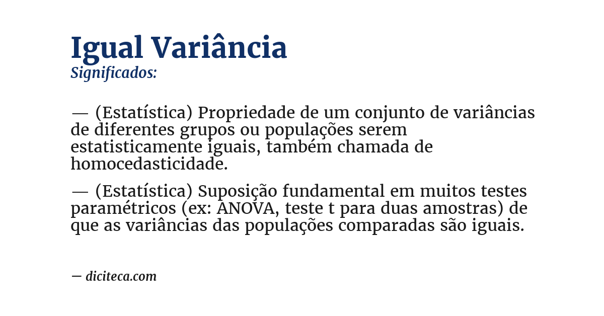 Significado de igual variância