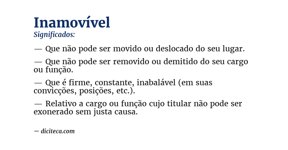 Significado de inamovível