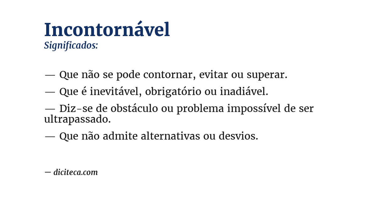 Significado de incontornável