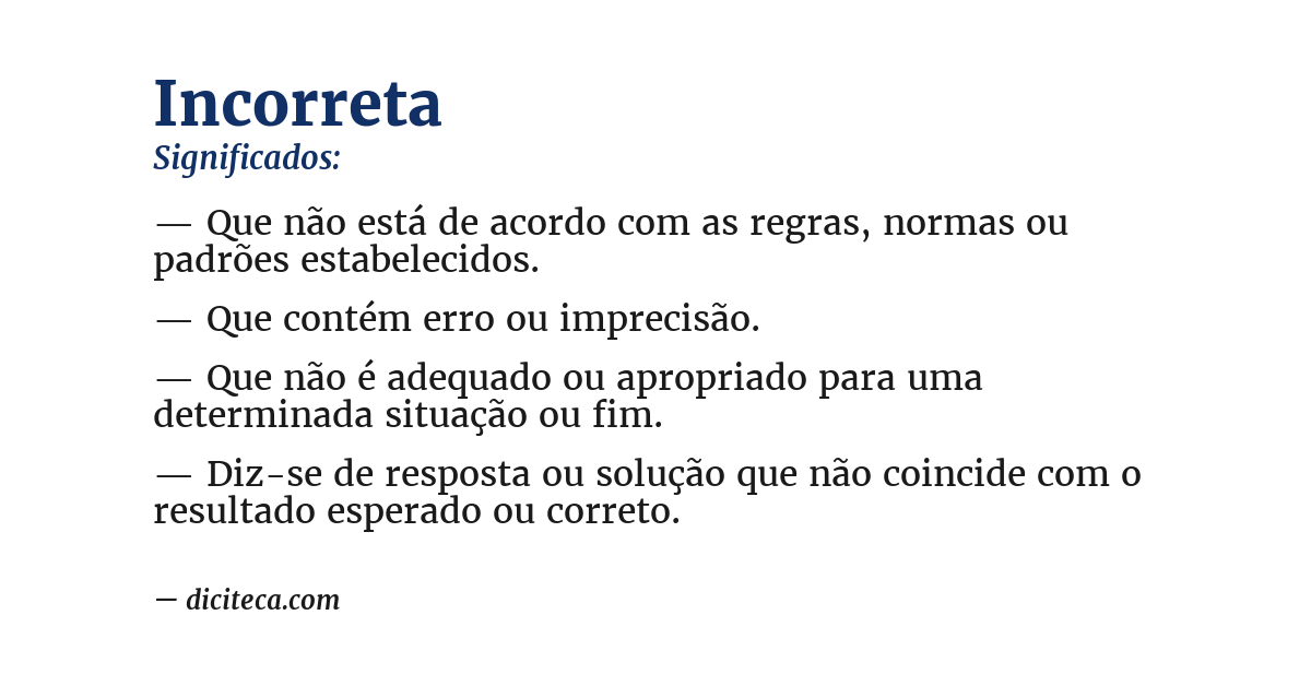 Significado de incorreta