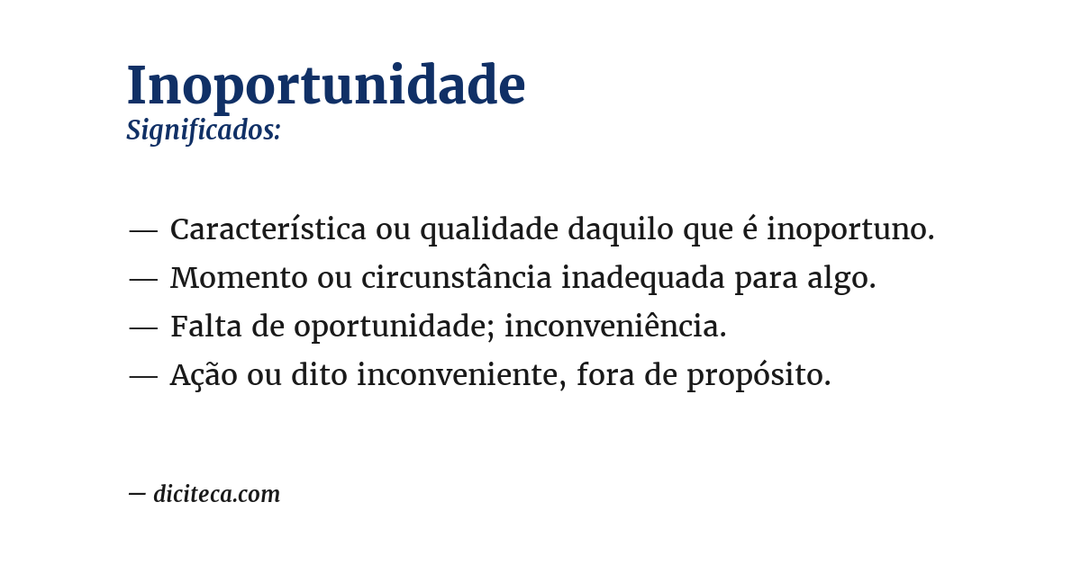 Significado de inoportunidade