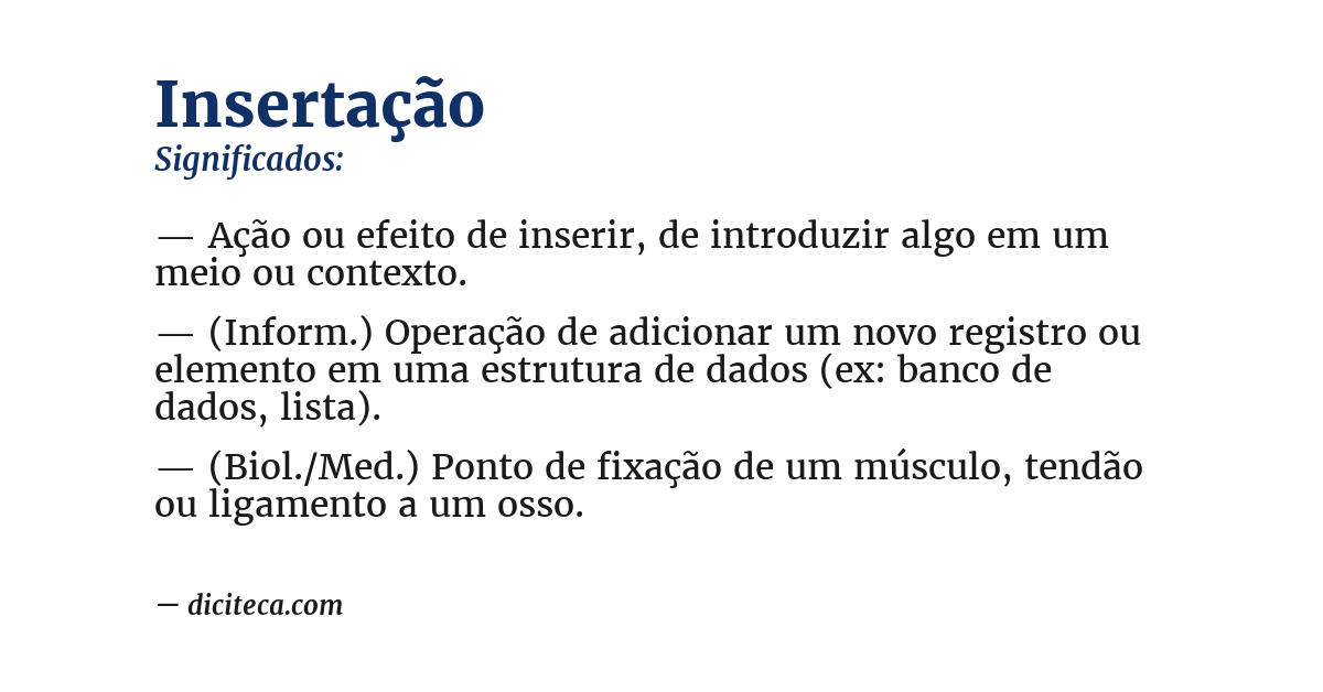 Significado de insertação
