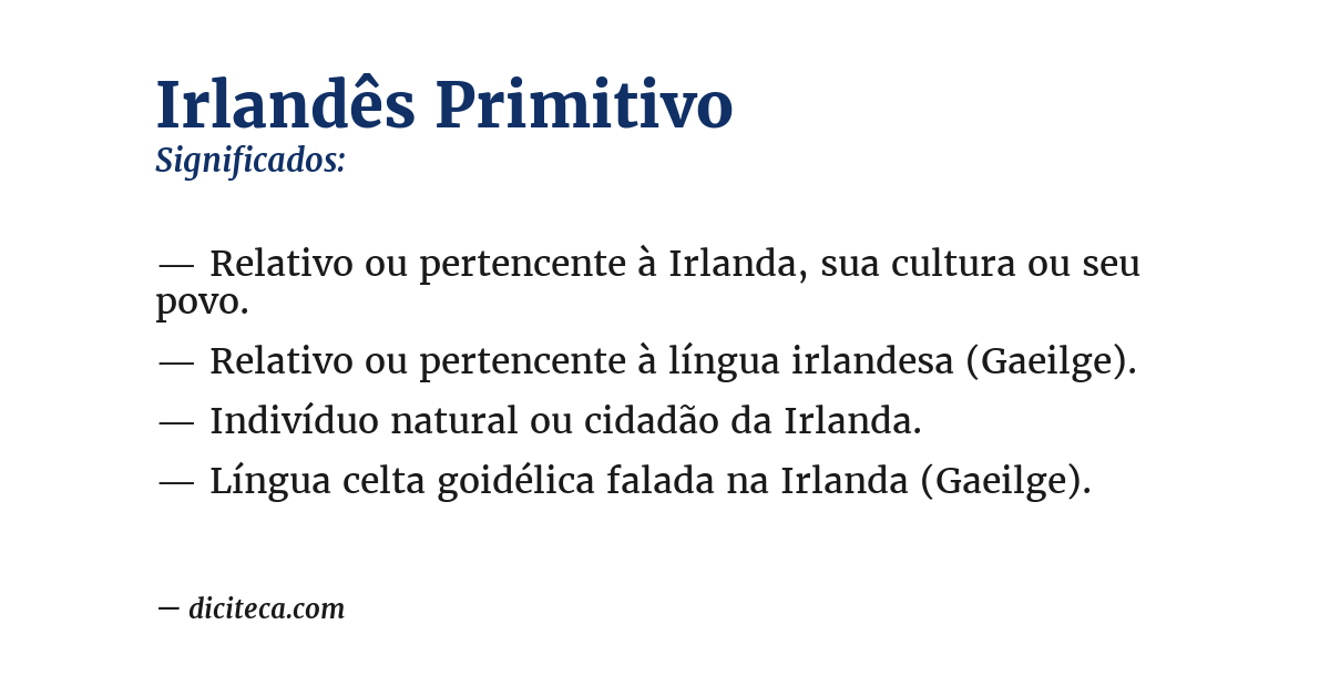 Significado de irlandês primitivo
