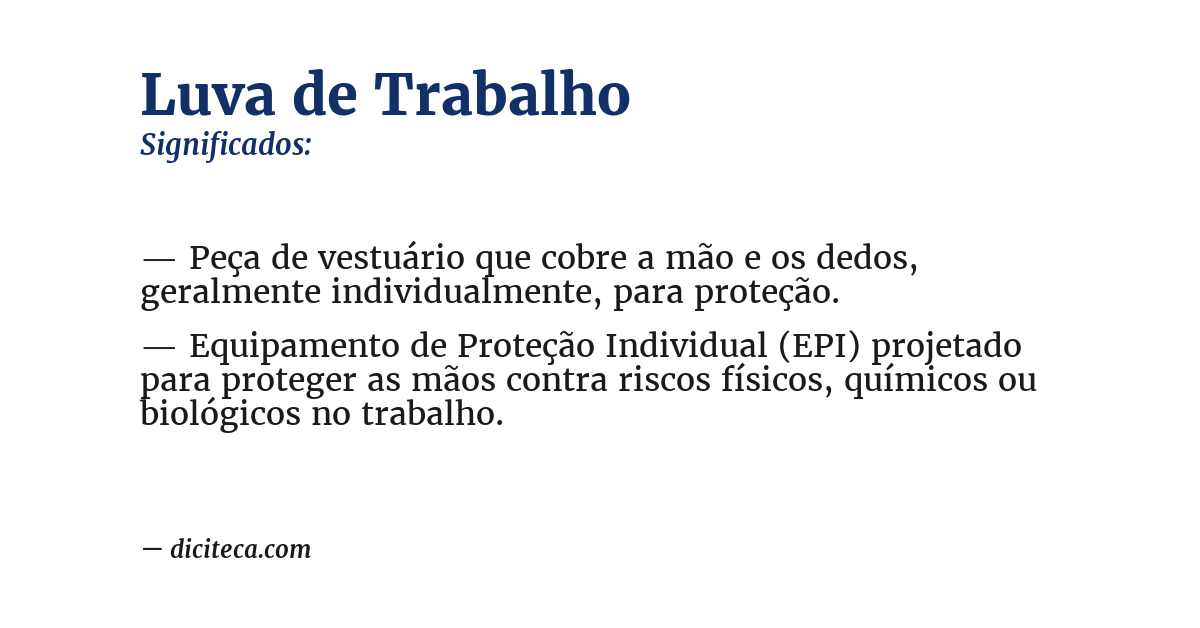 Significado de luva de trabalho