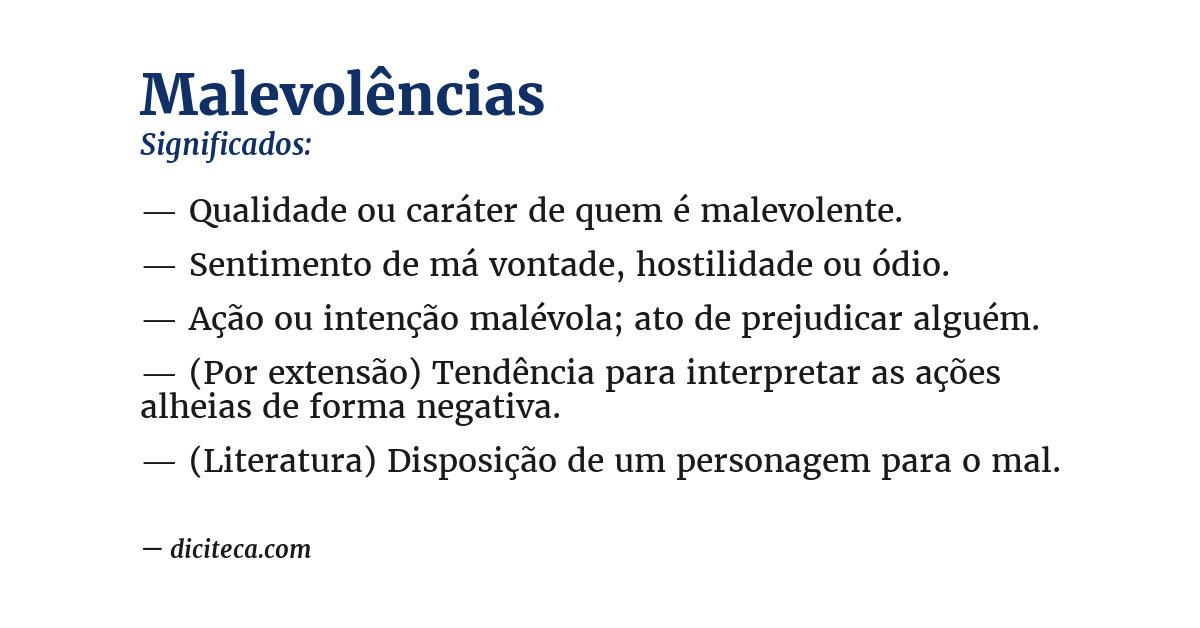 Significado de malevolências