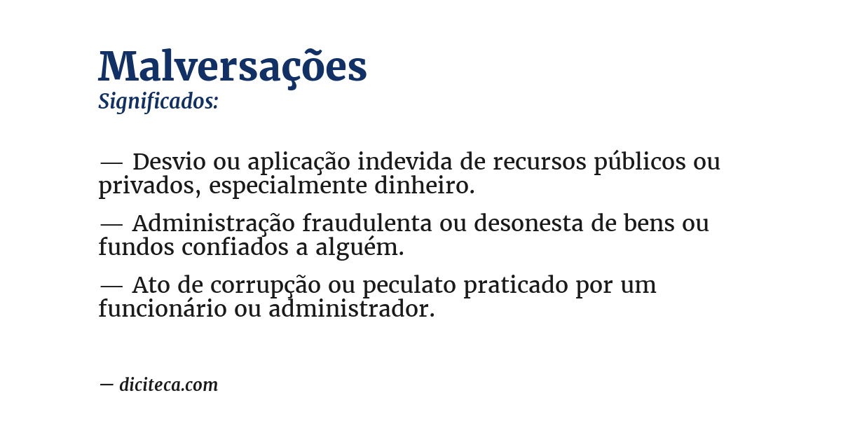 Significado de malversações
