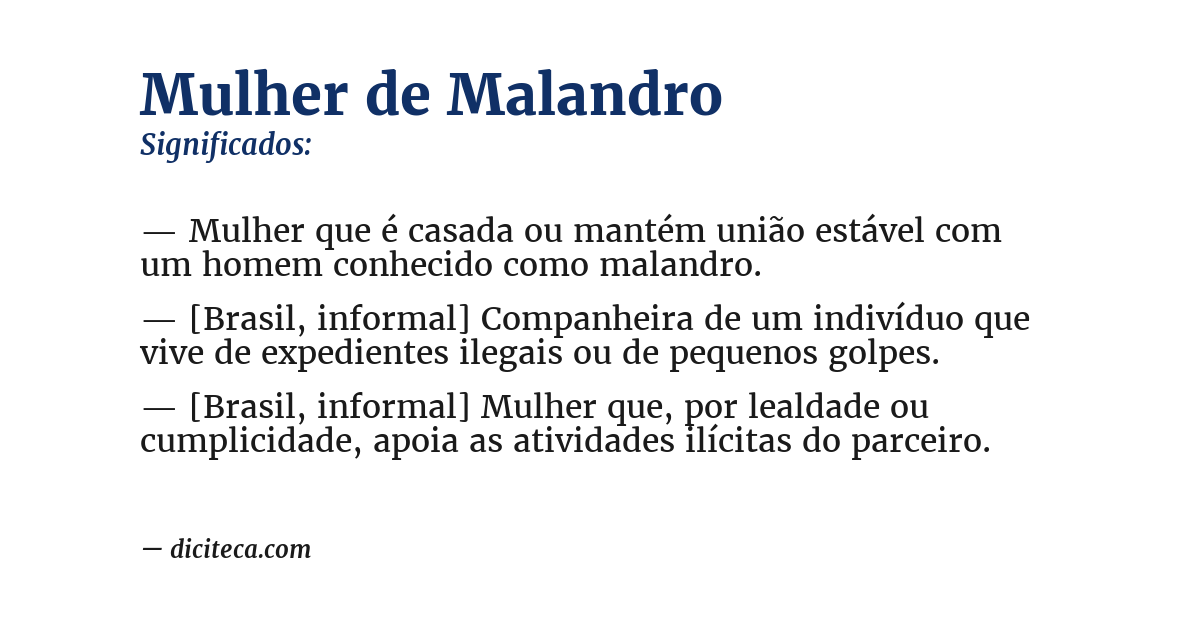 Significado de mulher de malandro