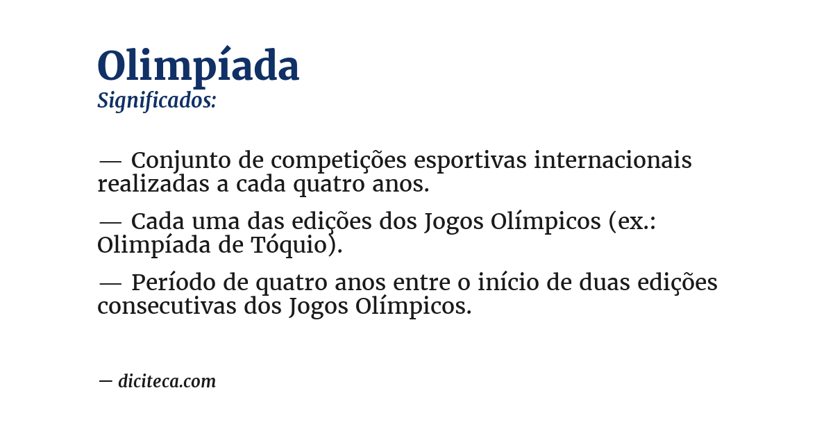 Significado de olimpíada