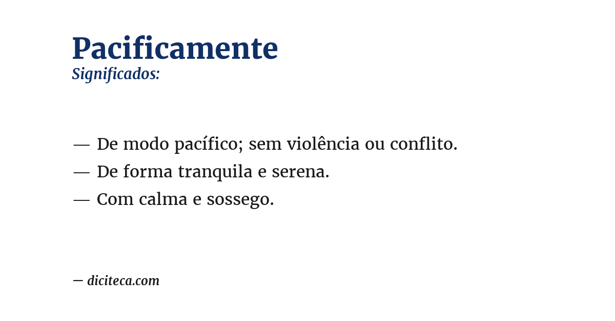 Significado de pacificamente