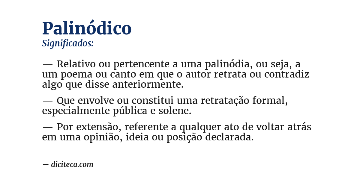 Significado de palinódico