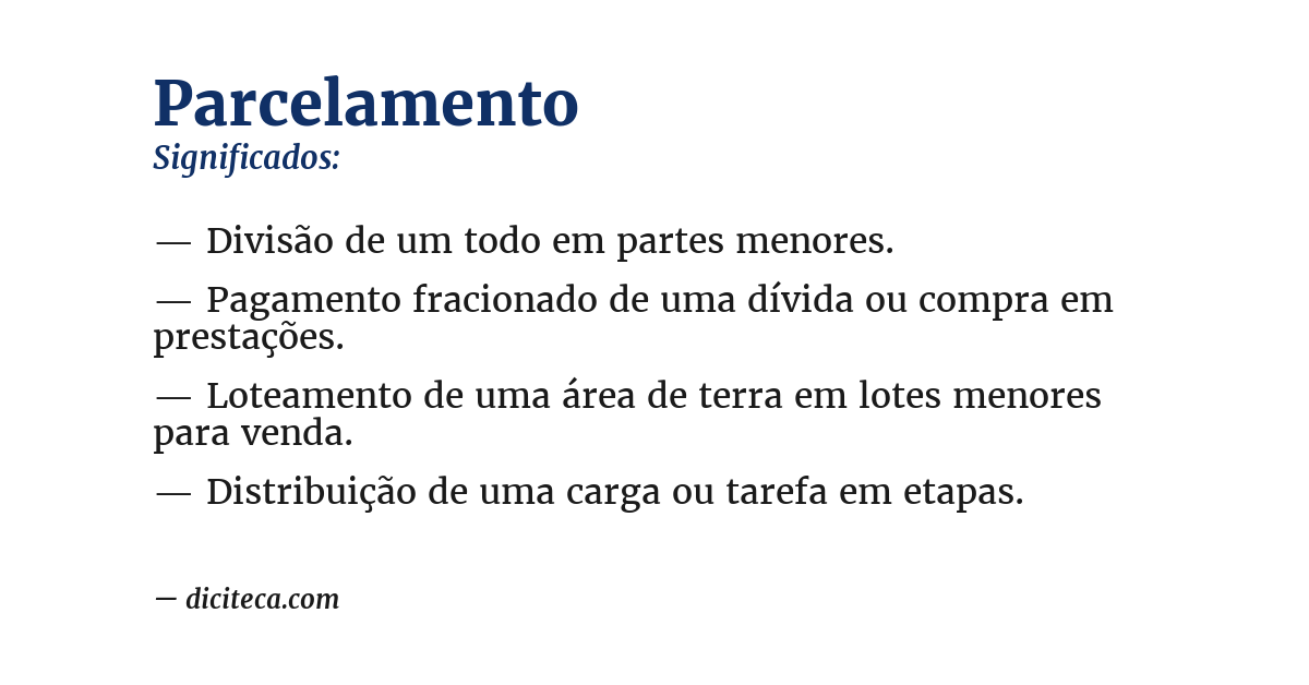 Significado de parcelamento