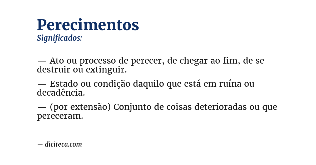 Significado de perecimentos