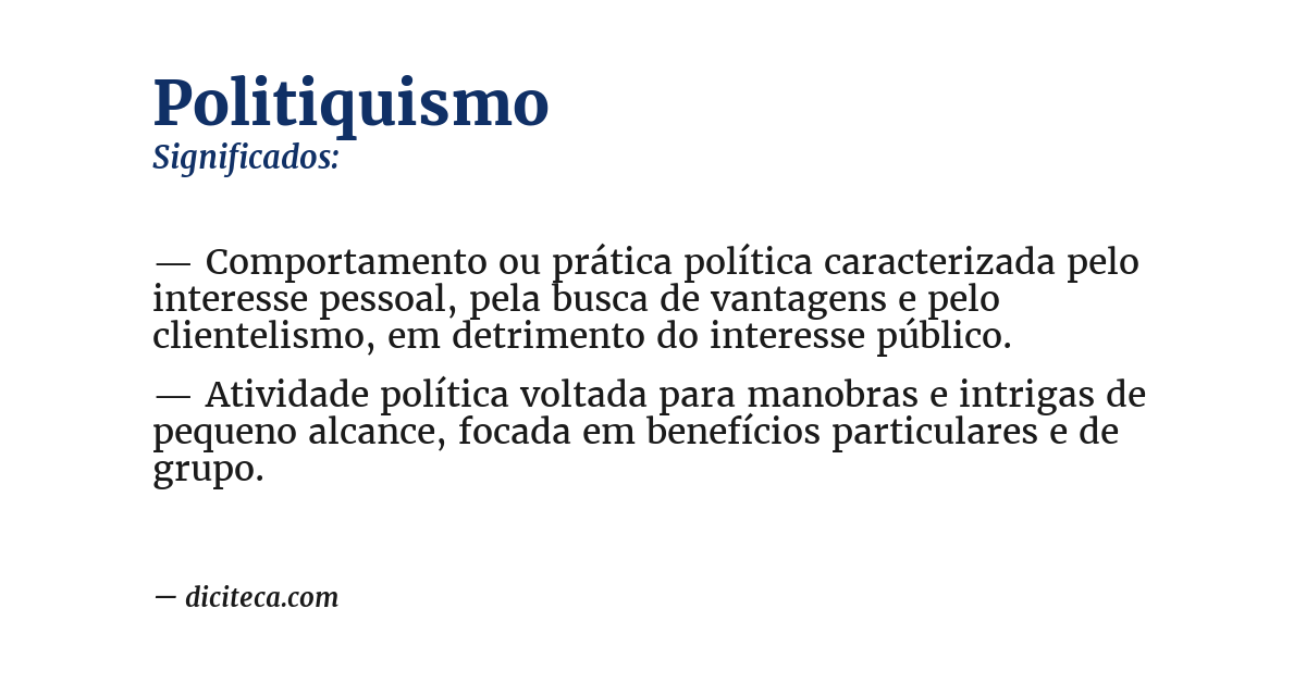 Significado de politiquismo