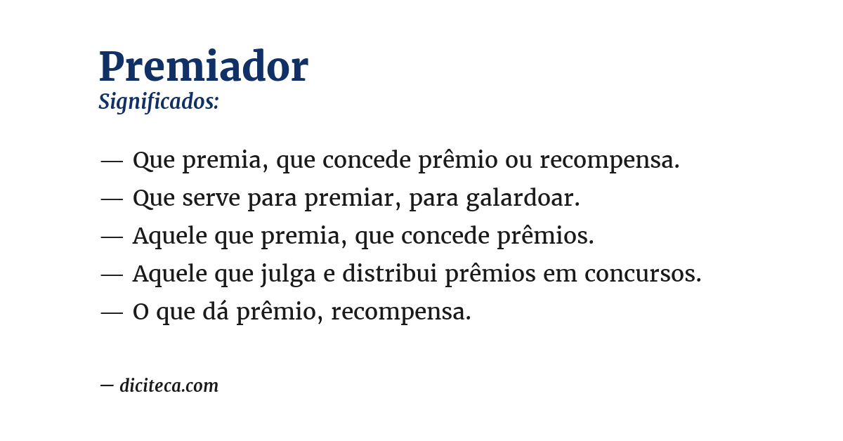 Significado de premiador