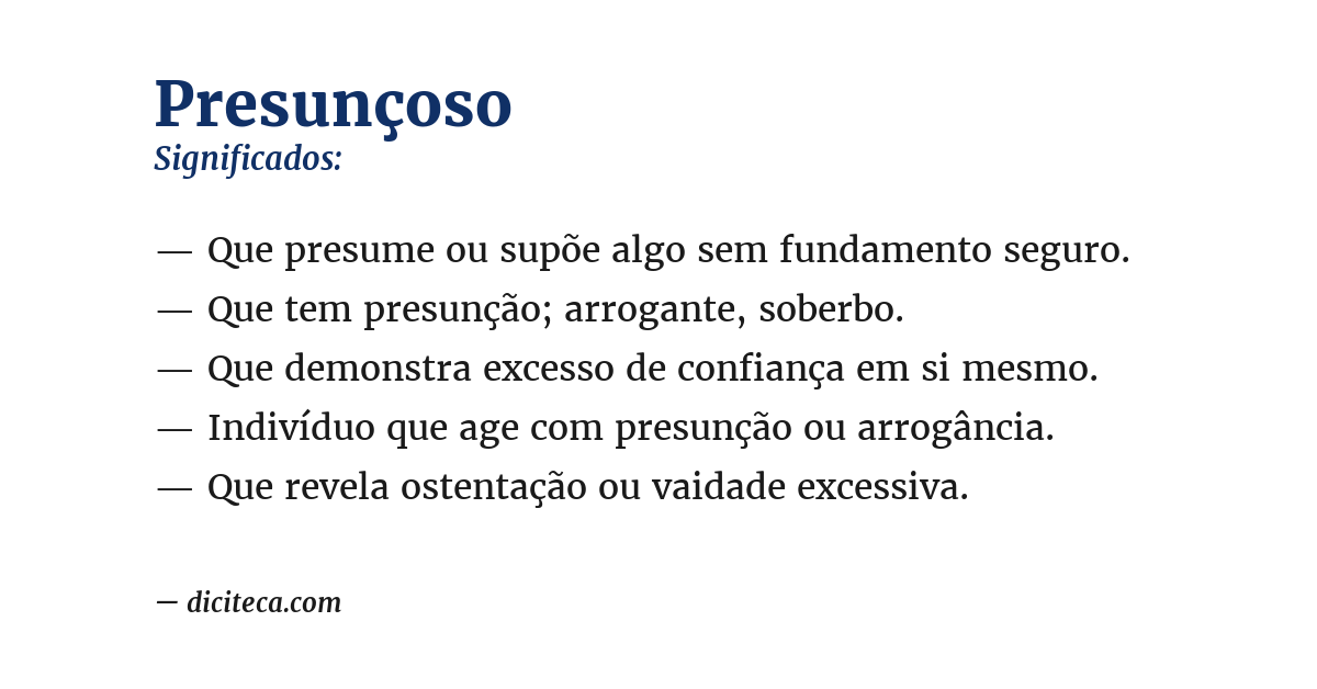 Significado de presunçoso