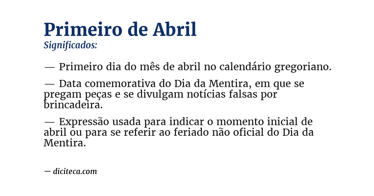 Significado de primeiro de abril