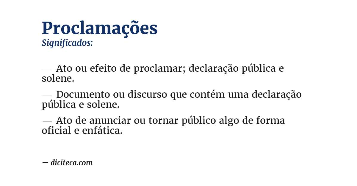 Significado de proclamações