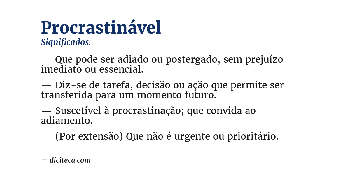 Significado de procrastinável