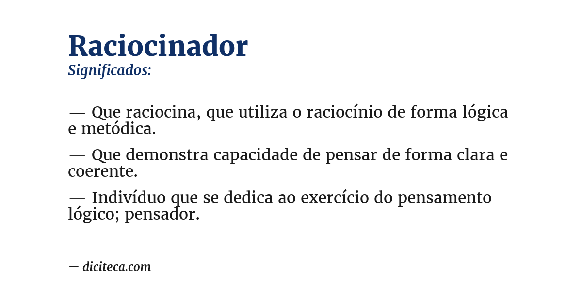 Significado de raciocinador