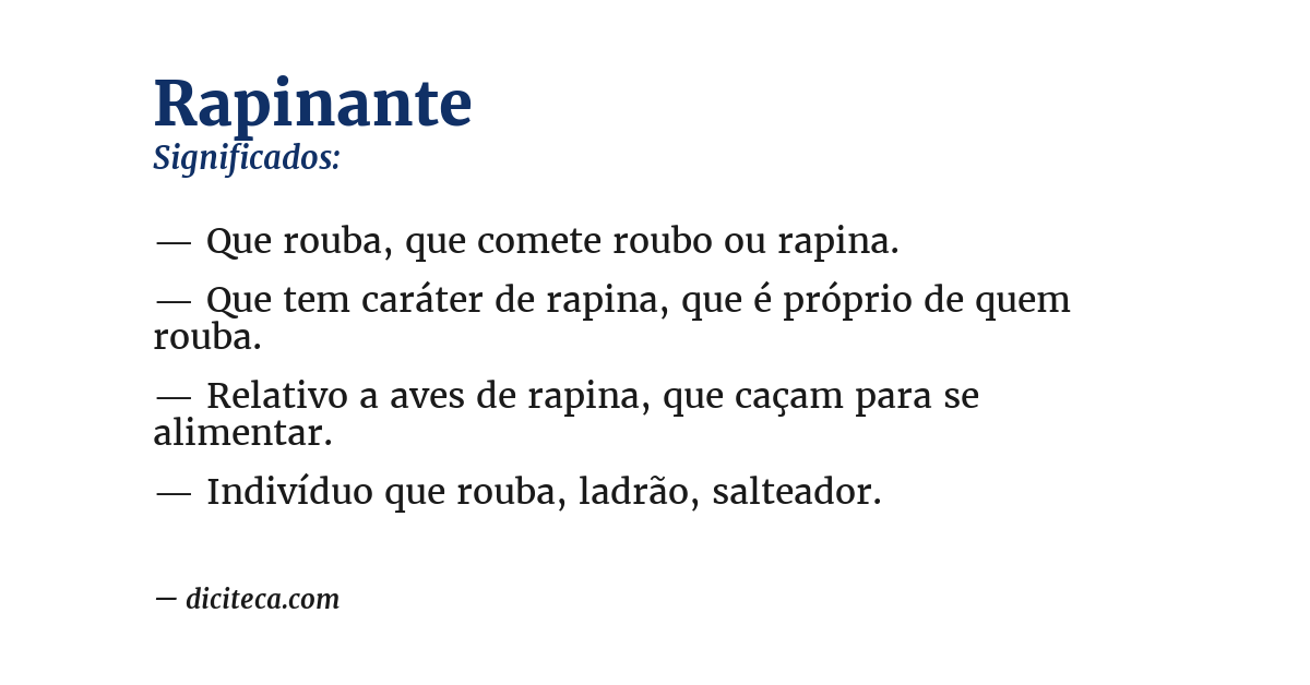 Significado de rapinante