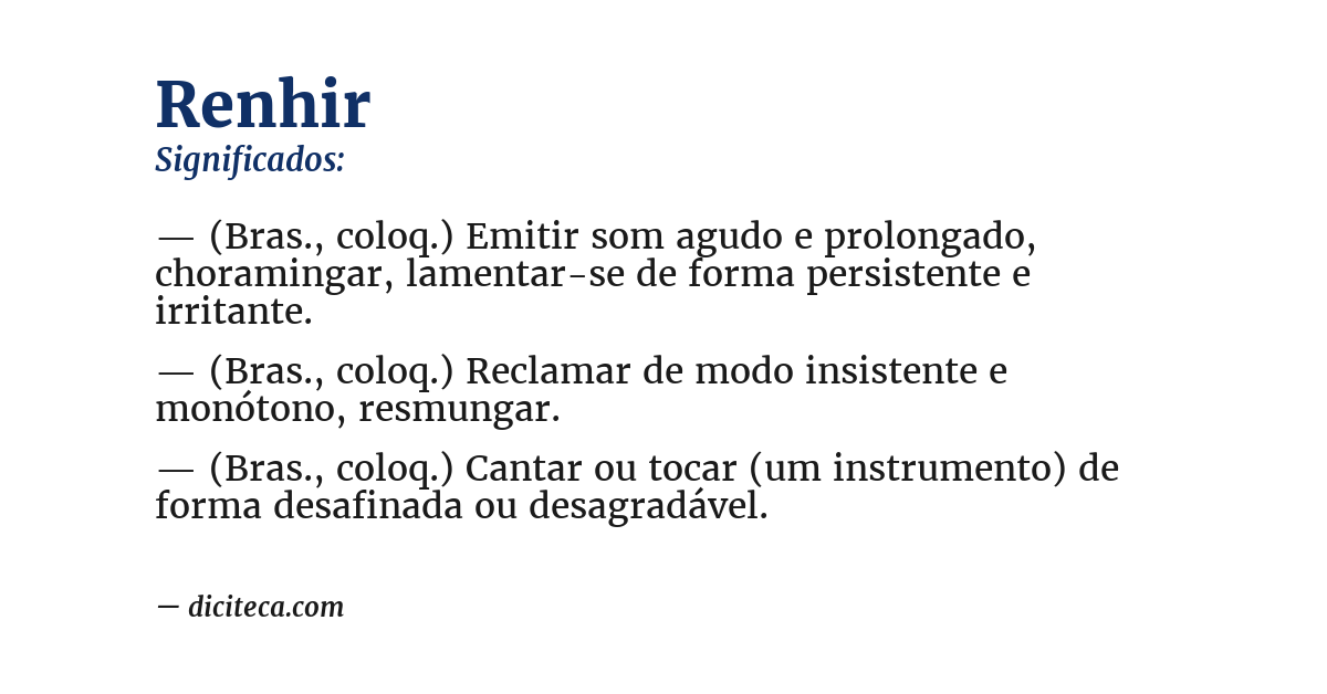 Significado de renhir
