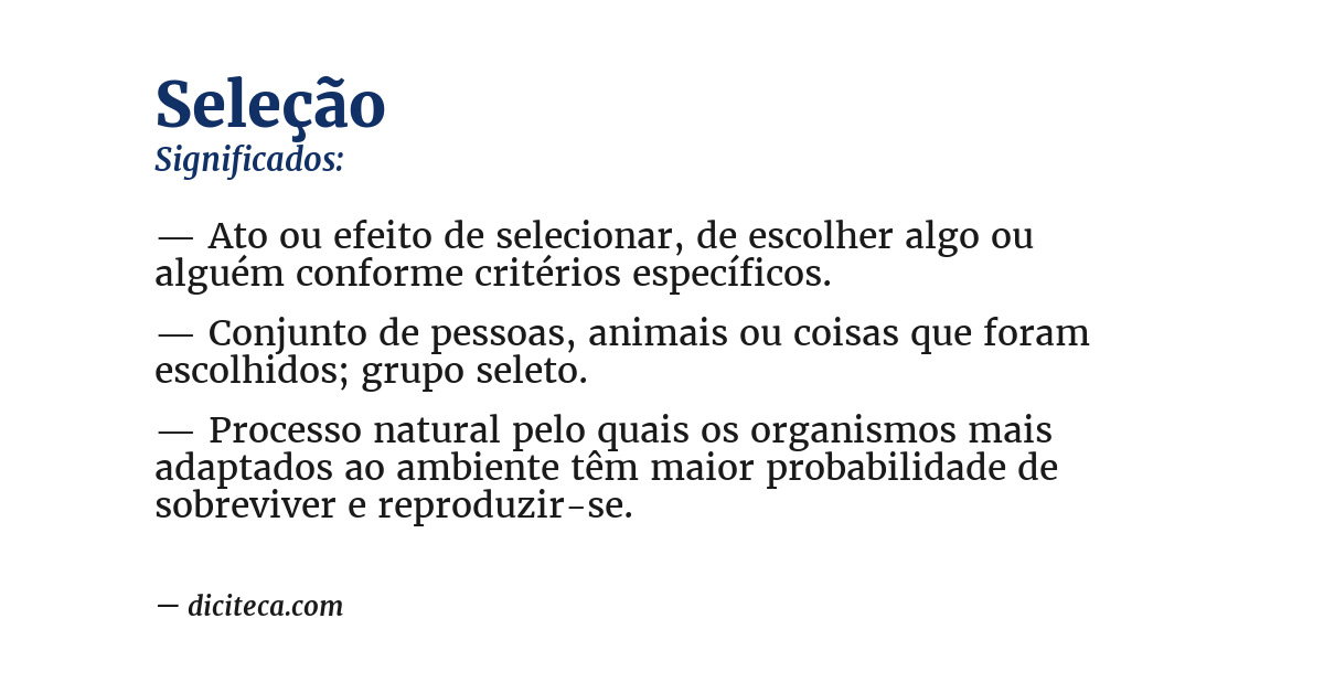 Significado de seleção